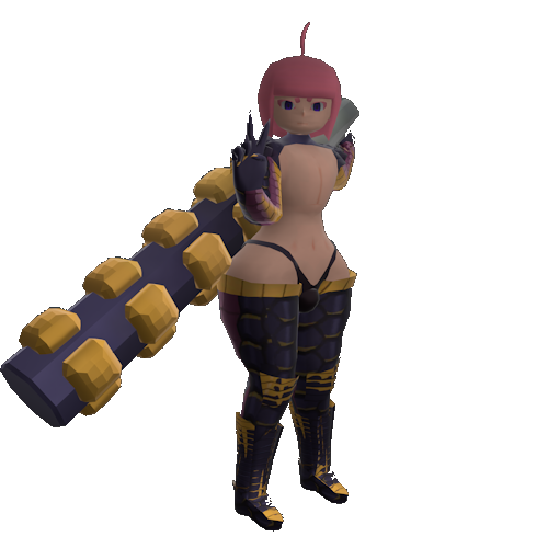 Glyn in full armor holding his oversized weapon Glyn in full armor holding his oversized weapon